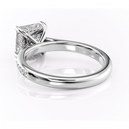 Inel de logodnă Perla din aur Alb 14kt cu moissanite tăietură princess – Montură cu canal rafinată pentru profil înalt | Personalizează și configurează gratuit online [3]