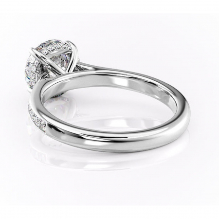 Inel de logodnă Perla din aur Alb 14kt cu moissanite tăietură rotundă – Montură cu canal rafinată pentru profil înalt | Personalizează și configurează gratuit online [3]