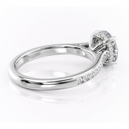 Inel de logodnă Perla din aur Alb 14kt cu moissanite tăietură rotundă – Montură cu canal rafinată pentru profil înalt | Personalizează și configurează gratuit online [2]