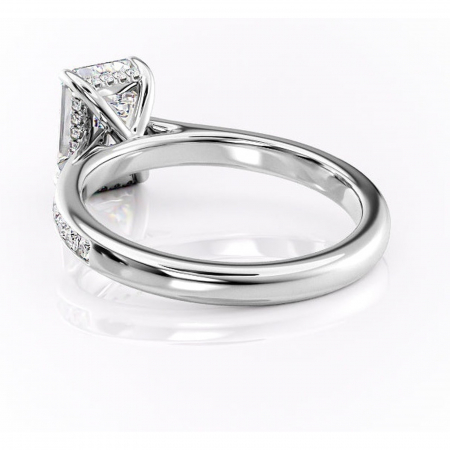 Inel de logodnă Perla din aur Alb 14kt cu moissanite tăietură smarald – Montură cu canal rafinată pentru profil înalt | Personalizează și configurează gratuit online [3]