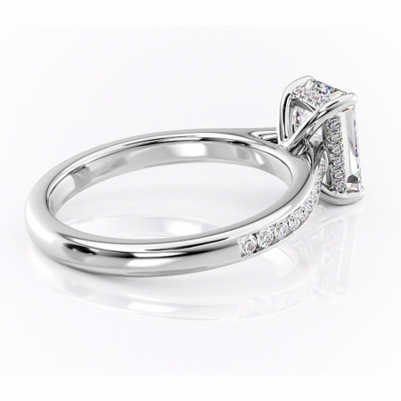 Inel de logodnă Perla din aur Alb 14kt cu moissanite tăietură smarald – Montură cu canal rafinată pentru profil înalt | Personalizează și configurează gratuit online [2]