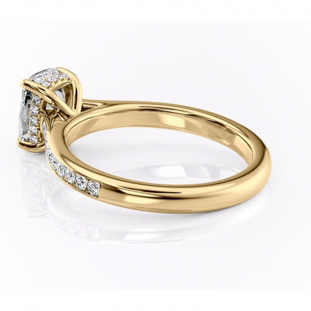 Inel de logodnă Perla din aur Galben 14kt cu moissanite tăietură asscher – Montură cu canal rafinată pentru profil înalt | Personalizează și configurează gratuit online [4]