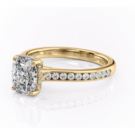 Inel de logodnă Perla din aur Galben 14kt cu moissanite tăietură asscher – Montură cu canal rafinată pentru profil înalt | Personalizează și configurează gratuit online [6]