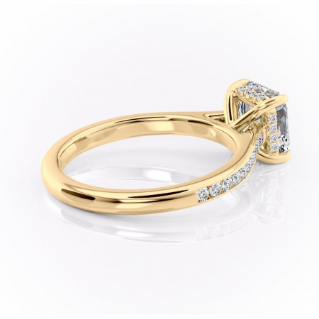 Inel de logodnă Perla din aur Galben 18kt cu moissanite tăietură asscher – Montură cu canal rafinată pentru profil înalt | Personalizează și configurează gratuit online [2]