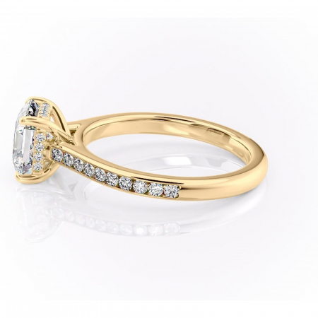 Inel de logodnă Perla din aur Galben 18kt cu moissanite tăietură asscher – Montură cu canal rafinată pentru profil înalt | Personalizează și configurează gratuit online [5]