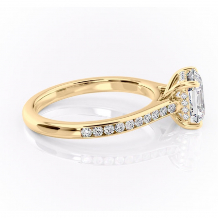 Inel de logodnă Perla din aur Galben 18kt cu moissanite tăietură asscher – Montură cu canal rafinată pentru profil înalt | Personalizează și configurează gratuit online [1]