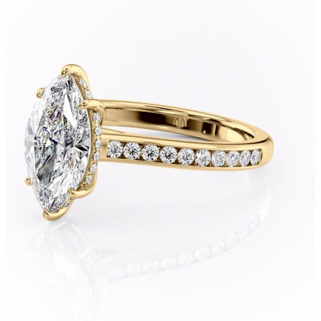 Inel de logodnă Perla din aur Galben 14kt cu moissanite tăietură marquise – Montură cu canal rafinată pentru profil înalt | Personalizează și configurează gratuit online [6]