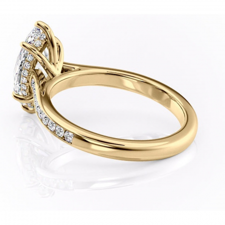 Inel de logodnă Perla din aur Galben 14kt cu moissanite tăietură marquise – Montură cu canal rafinată pentru profil înalt | Personalizează și configurează gratuit online [4]