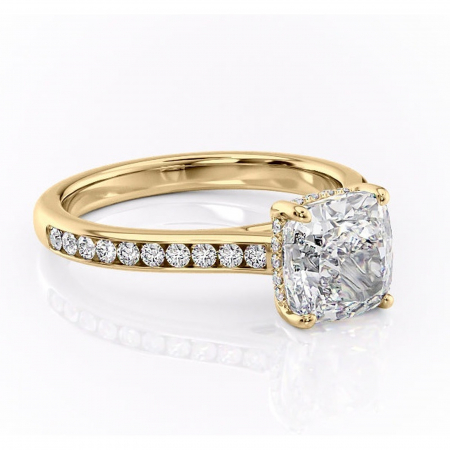 Pernă - Inel de logodnă Perla din aur Galben 18kt cu moissanite tăietură pernă – Montură cu canal rafinată pentru profil înalt | Personalizează și configurează gratuit online