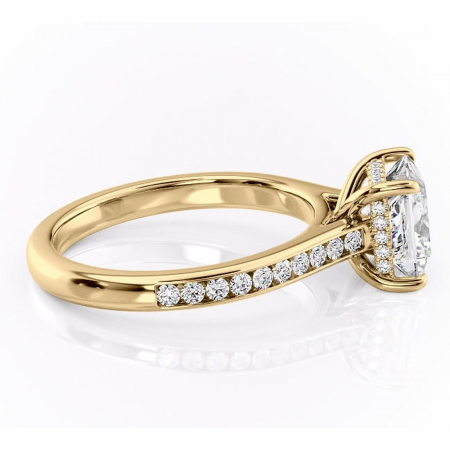 Inel de logodnă Perla din aur Galben 14kt cu moissanite tăietură princess – Montură cu canal rafinată pentru profil înalt | Personalizează și configurează gratuit online [1]