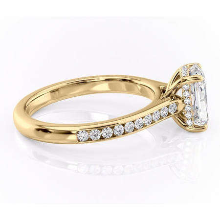 Inel de logodnă Perla din aur Galben 14kt cu moissanite tăietură radiantă – Montură cu canal rafinată pentru profil înalt | Personalizează și configurează gratuit online [1]