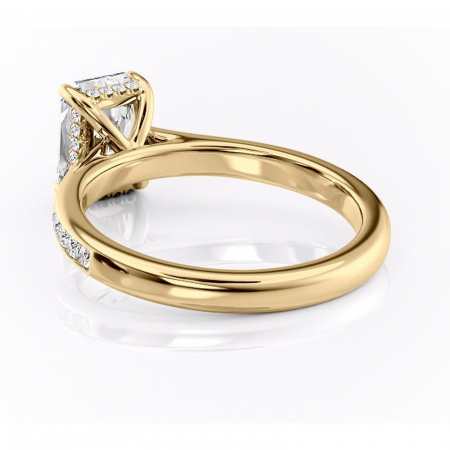 Inel de logodnă Perla din aur Galben 14kt cu moissanite tăietură radiantă – Montură cu canal rafinată pentru profil înalt | Personalizează și configurează gratuit online [3]