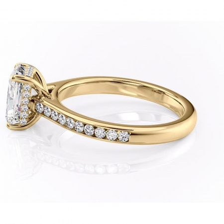 Inel de logodnă Perla din aur Galben 14kt cu moissanite tăietură radiantă – Montură cu canal rafinată pentru profil înalt | Personalizează și configurează gratuit online [5]
