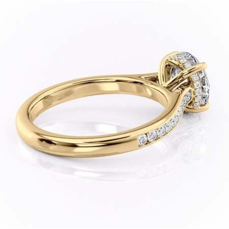 Inel de logodnă Perla din aur Galben 14kt cu moissanite tăietură rotundă – Montură cu canal rafinată pentru profil înalt | Personalizează și configurează gratuit online [2]
