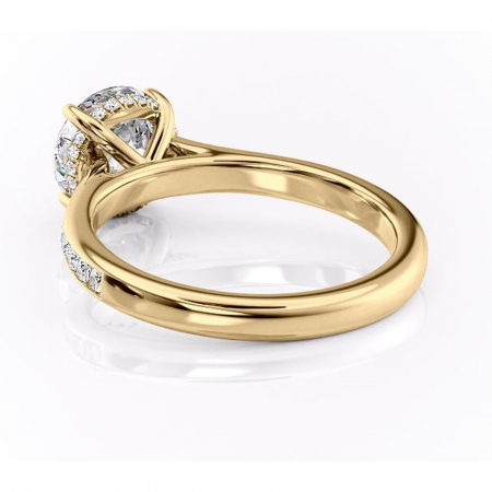 Inel de logodnă Perla din aur Galben 14kt cu moissanite tăietură rotundă – Montură cu canal rafinată pentru profil înalt | Personalizează și configurează gratuit online [3]