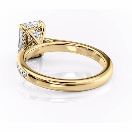 Inel de logodnă Perla din aur Galben 14kt cu moissanite tăietură smarald – Montură cu canal rafinată pentru profil înalt | Personalizează și configurează gratuit online [3]