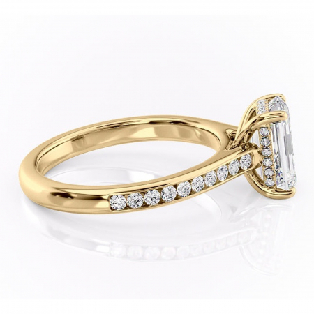 Inel de logodnă Perla din aur Galben 14kt cu moissanite tăietură smarald – Montură cu canal rafinată pentru profil înalt | Personalizează și configurează gratuit online [1]