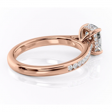 Inel de logodnă Perla din aur Rose 14kt cu moissanite tăietură asscher – Montură cu canal rafinată pentru profil înalt | Personalizează și configurează gratuit online [2]
