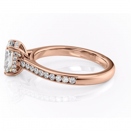 Inel de logodnă Perla din aur Rose 14kt cu moissanite tăietură asscher – Montură cu canal rafinată pentru profil înalt | Personalizează și configurează gratuit online [5]
