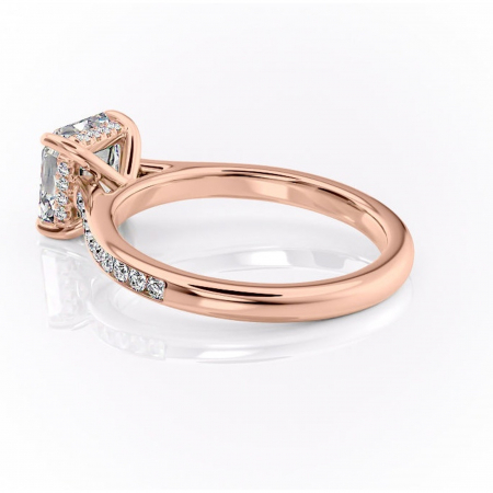 Inel de logodnă Perla din aur Rose 14kt cu moissanite tăietură asscher – Montură cu canal rafinată pentru profil înalt | Personalizează și configurează gratuit online [4]