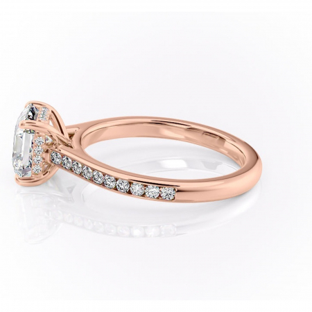Inel de logodnă Perla din aur Rose 14kt cu moissanite tăietură asscher – Montură cu canal rafinată pentru profil înalt | Personalizează și configurează gratuit online [5]
