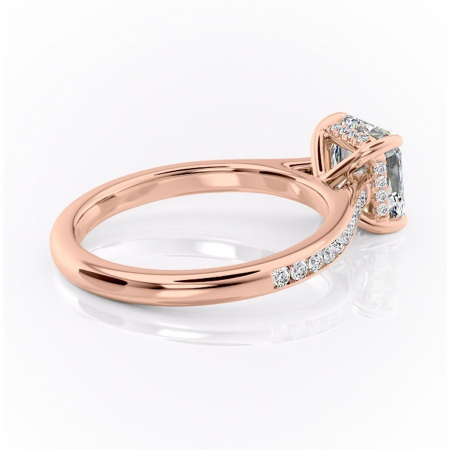 Inel de logodnă Perla din aur Rose 14kt cu moissanite tăietură asscher – Montură cu canal rafinată pentru profil înalt | Personalizează și configurează gratuit online [2]