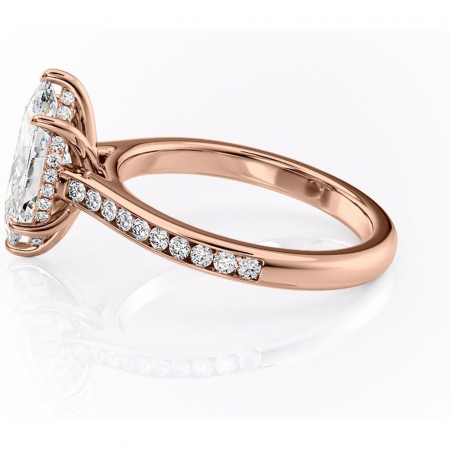 Inel de logodnă Perla din aur Rose 14kt cu moissanite tăietură marquise – Montură cu canal rafinată pentru profil înalt | Personalizează și configurează gratuit online [5]