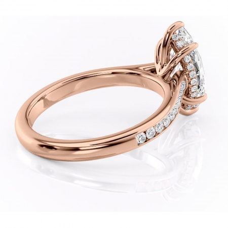 Inel de logodnă Perla din aur Rose 14kt cu moissanite tăietură marquise – Montură cu canal rafinată pentru profil înalt | Personalizează și configurează gratuit online [2]