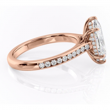 Inel de logodnă Perla din aur Rose 14kt cu moissanite tăietură marquise – Montură cu canal rafinată pentru profil înalt | Personalizează și configurează gratuit online [1]