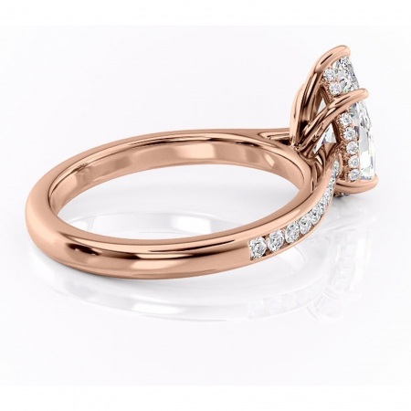Inel de logodnă Perla din aur Rose 14kt cu moissanite tăietură pară – Montură cu canal rafinată pentru profil înalt | Personalizează și configurează gratuit online [2]