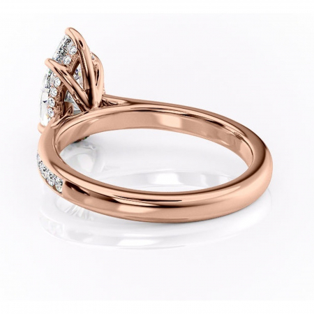 Inel de logodnă Perla din aur Rose 14kt cu moissanite tăietură pară – Montură cu canal rafinată pentru profil înalt | Personalizează și configurează gratuit online [3]