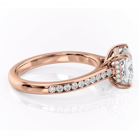 Inel de logodnă Perla din aur Rose 14kt cu moissanite tăietură princess – Montură cu canal rafinată pentru profil înalt | Personalizează și configurează gratuit online [1]