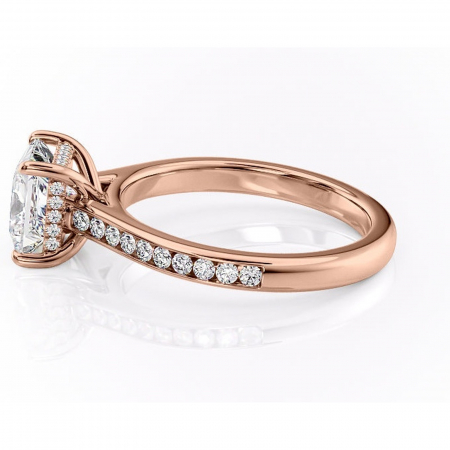 Inel de logodnă Perla din aur Rose 14kt cu moissanite tăietură princess – Montură cu canal rafinată pentru profil înalt | Personalizează și configurează gratuit online [5]