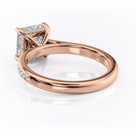 Inel de logodnă Perla din aur Rose 14kt cu moissanite tăietură princess – Montură cu canal rafinată pentru profil înalt | Personalizează și configurează gratuit online [3]