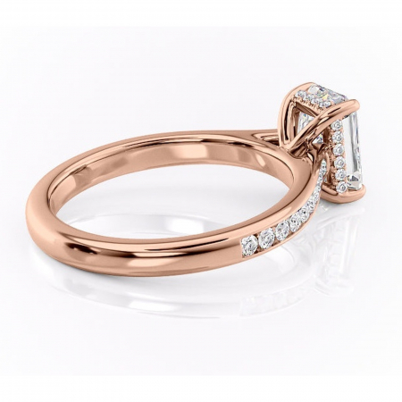 Inel de logodnă Perla din aur Rose 14kt cu moissanite tăietură radiantă – Montură cu canal rafinată pentru profil înalt | Personalizează și configurează gratuit online [2]