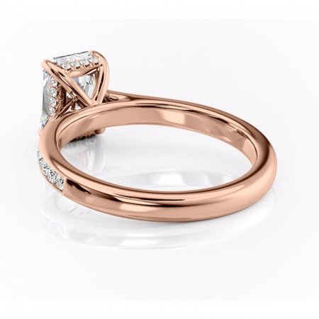 Inel de logodnă Perla din aur Rose 14kt cu moissanite tăietură radiantă – Montură cu canal rafinată pentru profil înalt | Personalizează și configurează gratuit online [3]