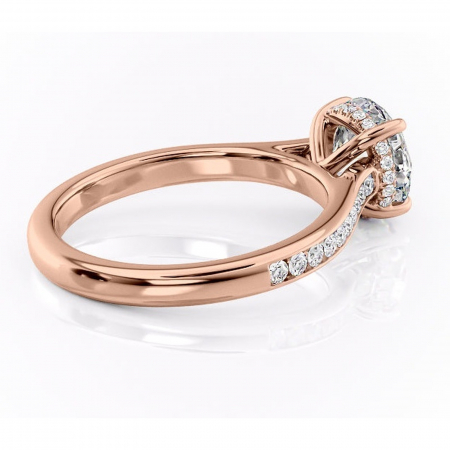 Inel de logodnă Perla din aur Rose 14kt cu moissanite tăietură rotundă – Montură cu canal rafinată pentru profil înalt | Personalizează și configurează gratuit online [2]