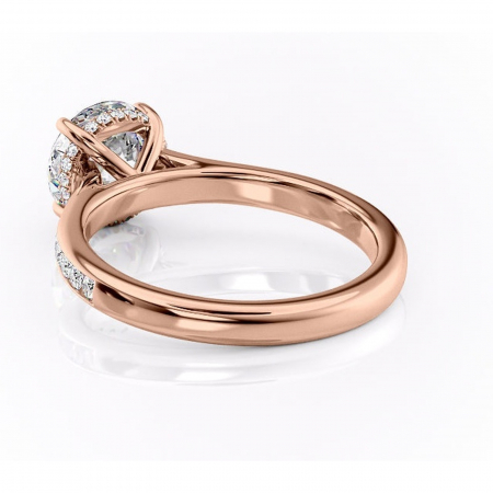 Inel de logodnă Perla din aur Rose 14kt cu moissanite tăietură rotundă – Montură cu canal rafinată pentru profil înalt | Personalizează și configurează gratuit online [3]