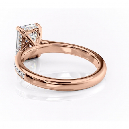 Inel de logodnă Perla din aur Rose 14kt cu moissanite tăietură smarald – Montură cu canal rafinată pentru profil înalt | Personalizează și configurează gratuit online [3]