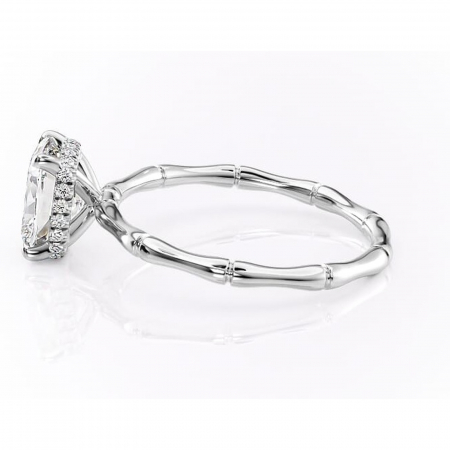 Inel de logodnă Poppy din aur Alb 14kt cu moissanite tăietură asscher – Solitar rafinată pentru profil înalt | Personalizează și configurează gratuit online [5]