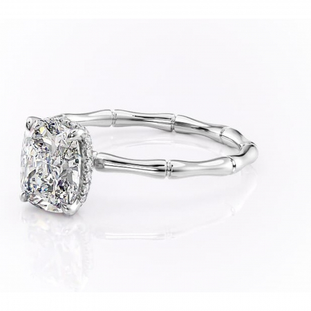 Inel de logodnă Poppy din aur Alb 14kt cu moissanite tăietură asscher – Solitar rafinată pentru profil înalt | Personalizează și configurează gratuit online [6]