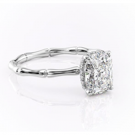 Pernă alungită - Inel de logodnă Poppy din aur Alb 14kt cu moissanite tăietură asscher – Solitar rafinată pentru profil înalt | Personalizează și configurează gratuit online