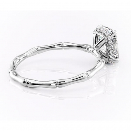 Inel de logodnă Poppy din aur Alb 14kt cu moissanite tăietură asscher – Solitar rafinată pentru profil înalt | Personalizează și configurează gratuit online [2]