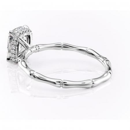 Inel de logodnă Poppy din aur Alb 14kt cu moissanite tăietură asscher – Solitar rafinată pentru profil înalt | Personalizează și configurează gratuit online [4]