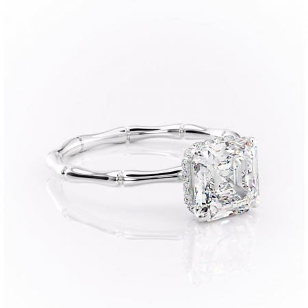 Asscher - Inel de logodnă Poppy din aur Alb 14kt cu moissanite tăietură asscher – Solitar rafinată pentru profil înalt | Personalizează și configurează gratuit online