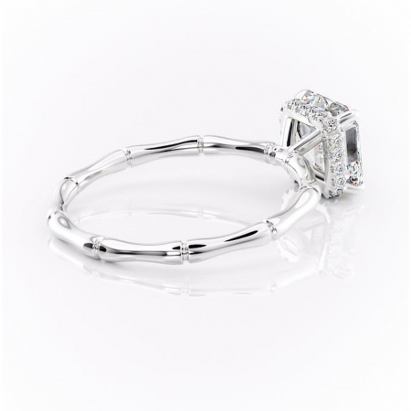 Inel de logodnă Poppy din aur Alb 14kt cu moissanite tăietură asscher – Solitar rafinată pentru profil înalt | Personalizează și configurează gratuit online [2]