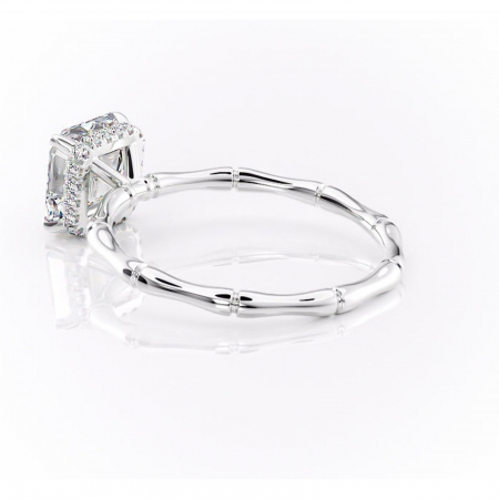Inel de logodnă Poppy din aur Alb 14kt cu moissanite tăietură asscher – Solitar rafinată pentru profil înalt | Personalizează și configurează gratuit online [4]