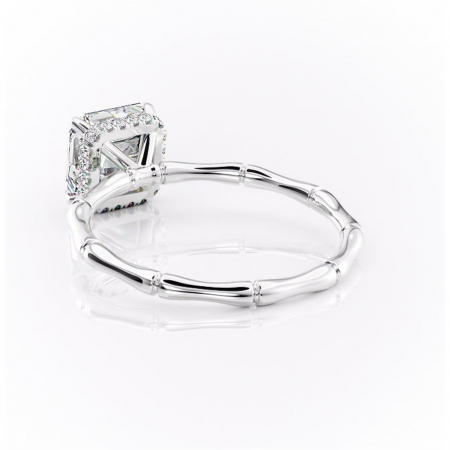 Inel de logodnă Poppy din aur Alb 14kt cu moissanite tăietură asscher – Solitar rafinată pentru profil înalt | Personalizează și configurează gratuit online [3]