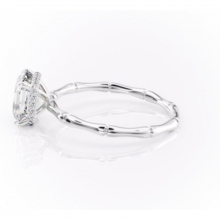 Inel de logodnă Poppy din aur Alb 14kt cu moissanite tăietură asscher – Solitar rafinată pentru profil înalt | Personalizează și configurează gratuit online [5]