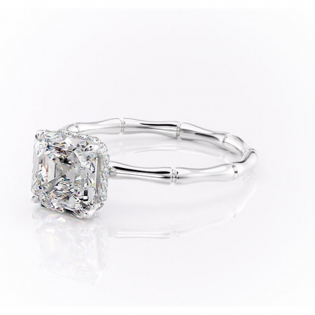 Inel de logodnă Poppy din aur Alb 14kt cu moissanite tăietură asscher – Solitar rafinată pentru profil înalt | Personalizează și configurează gratuit online [6]